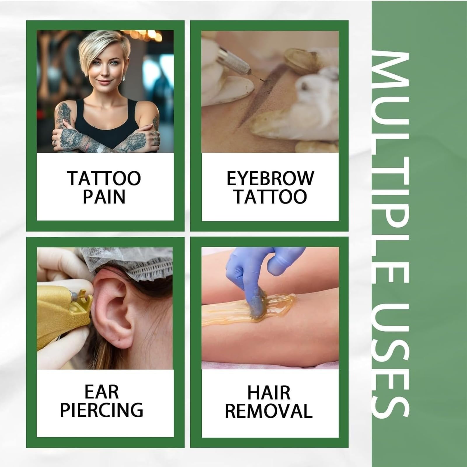 Crema anestetica extra forte per tatuaggi, piercing ed epilazione laser, lenitiva idratante previene irritazioni e scoloriture
