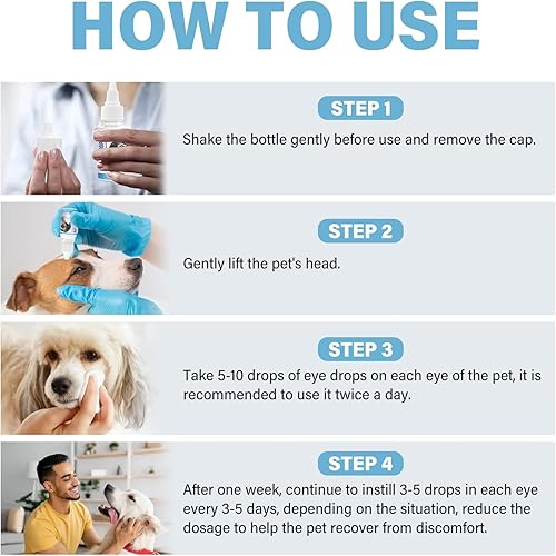 Miniatura 7 de Gotas de cataratas para perros, gotas para ojos de perro para lavado de ojos de mascotas, aliviar los ojos rojos de las mascotas, infecciones de