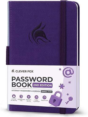 Clever Fox Libro de contraseñas de 2 edición pequeño  Guardacontraseñas de bolsillo con pestañas alfabéticas laminadas  Cuaderno de direcciones de