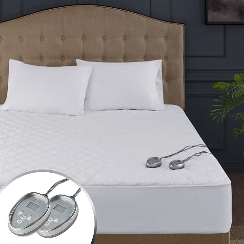 California King Heated Mattress Pad with Dual Control, 100% Cotton
