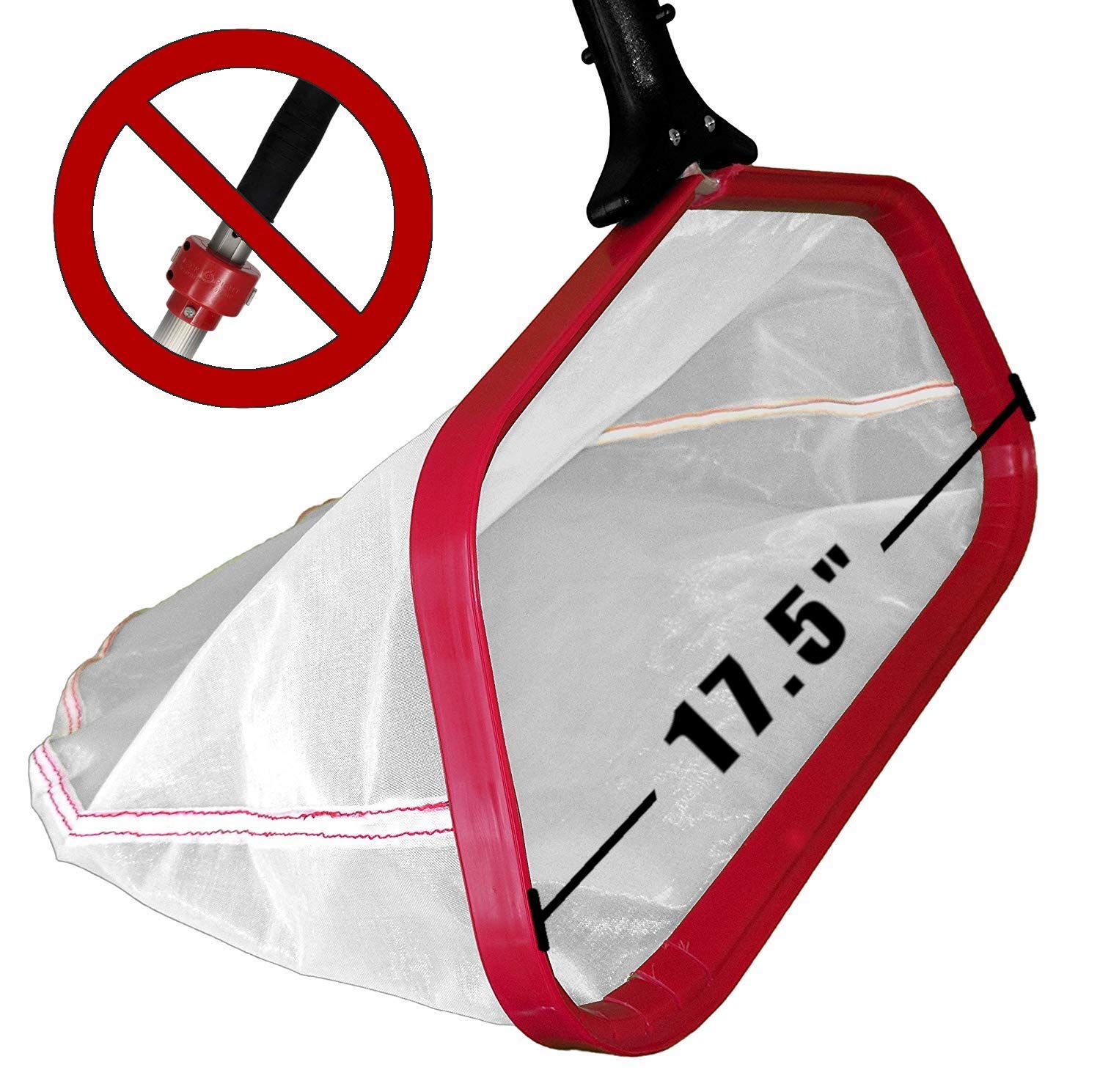 ProTuff 17" Pool Silt Net Heavy Duty Fine Mesh Silt & Sand Swimming Pool Skimmer Cleans 3X Faster Than Vacuum 18 Inch Leaf Rake Bag For Pollen Gnats 17 Inch Red