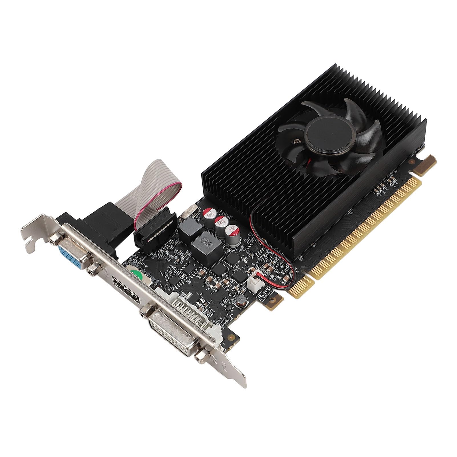 Pongnas 2 GB Single-Slot-Grafikkarte, Low Profile, VGA, DVI, Lüfter, GT730, DDR3-Kepler-Architektur, 800 MHz Speichertakt, Aufrüstbar