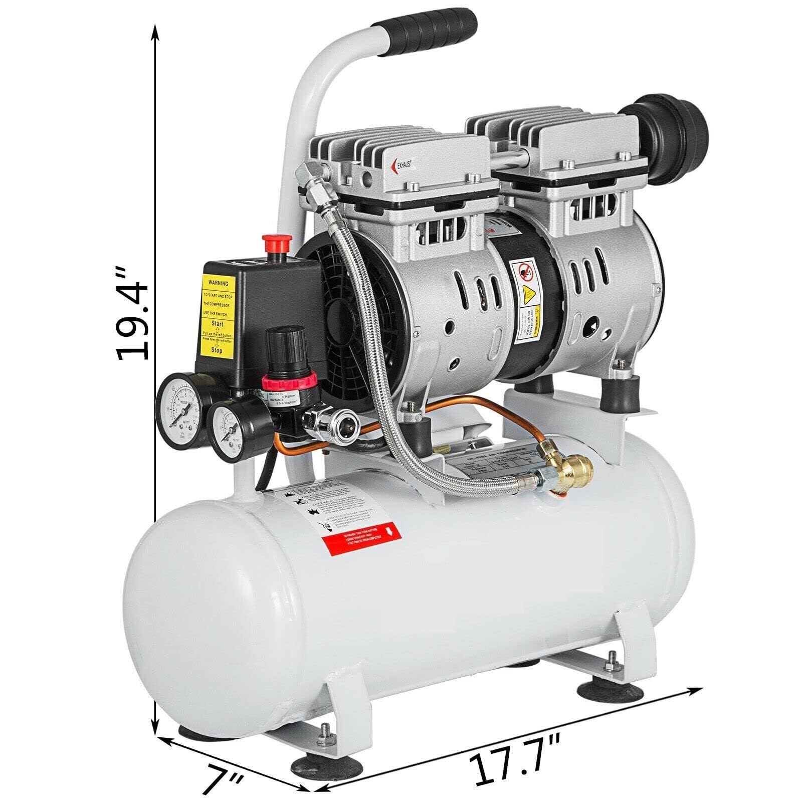 Compressore d'aria silenzioso da 9 litri con motore in rame puro, perfetto per riparazioni domestiche e gonfiaggio dei pneumatici