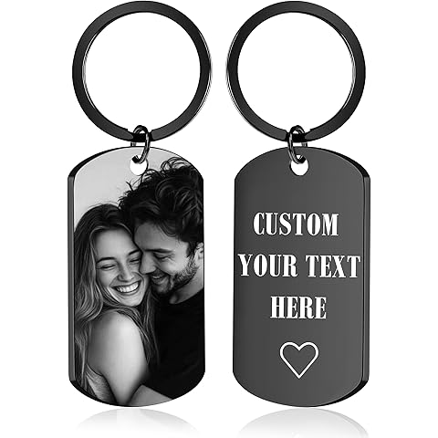 Custom Keychain with Picture - Personalized Keychains with Photo Text Customized En...