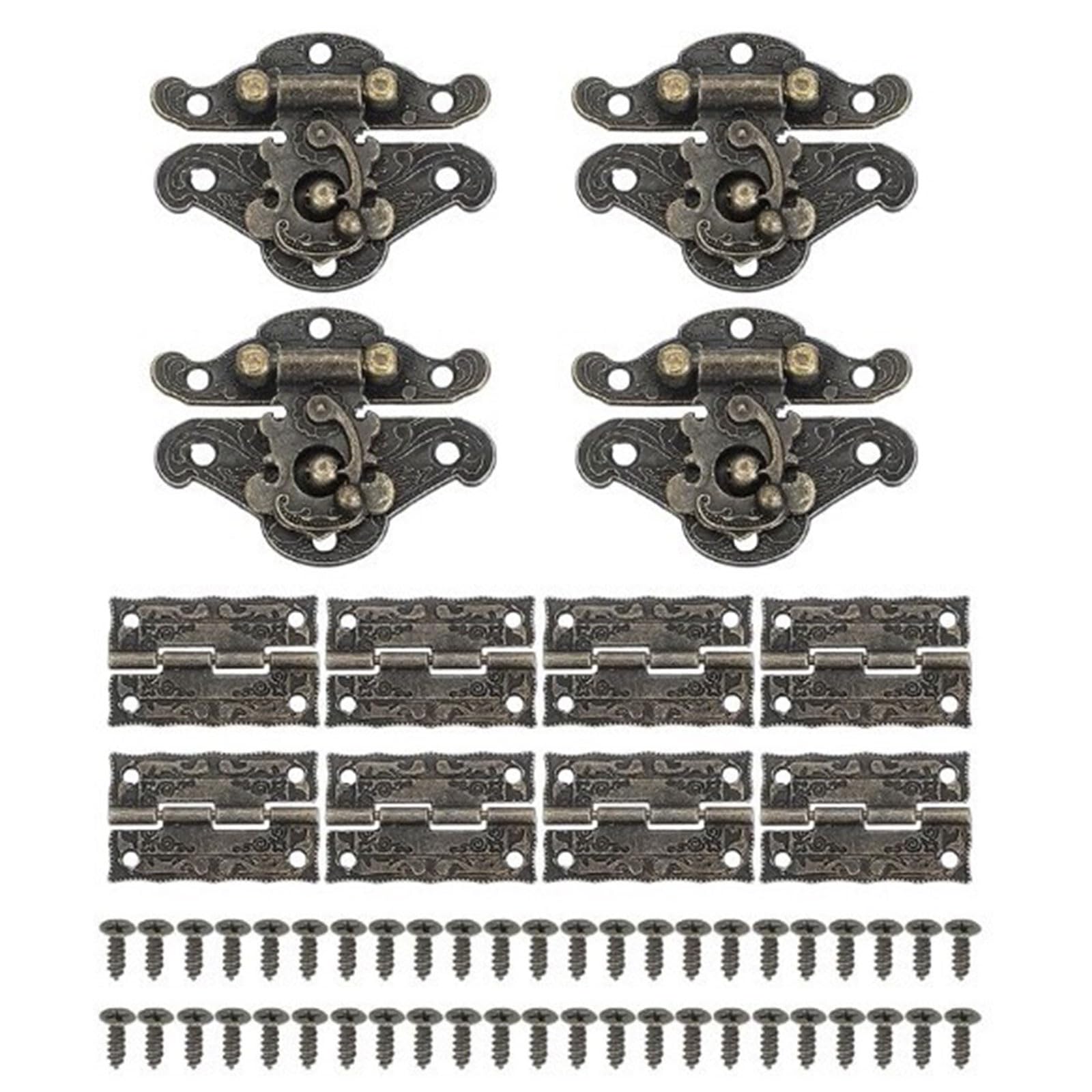 Hzbb Multicolor Weathered Look Cabinet Fasteners And Drawer Hardware Set Metal Hasp And Engraved Hinges Antique Hinge Secure Set