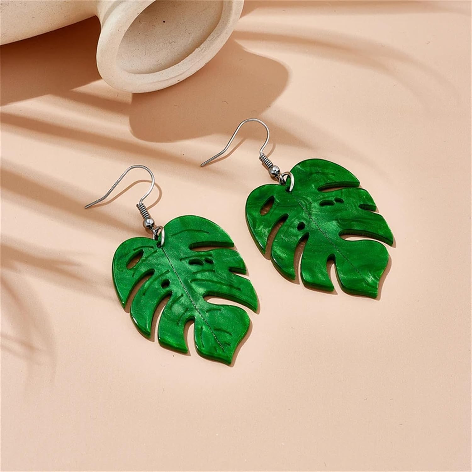WCRAZYE Green Palm Leaf Dangle Earrings for Women Lightweight Resin Tropical Green Plant Charms Earring Acrylic Boho Tropical Bird Earrings Fashion Summer Beach Holiday Jewelry Unique Gifts Nature Lover - Image 5