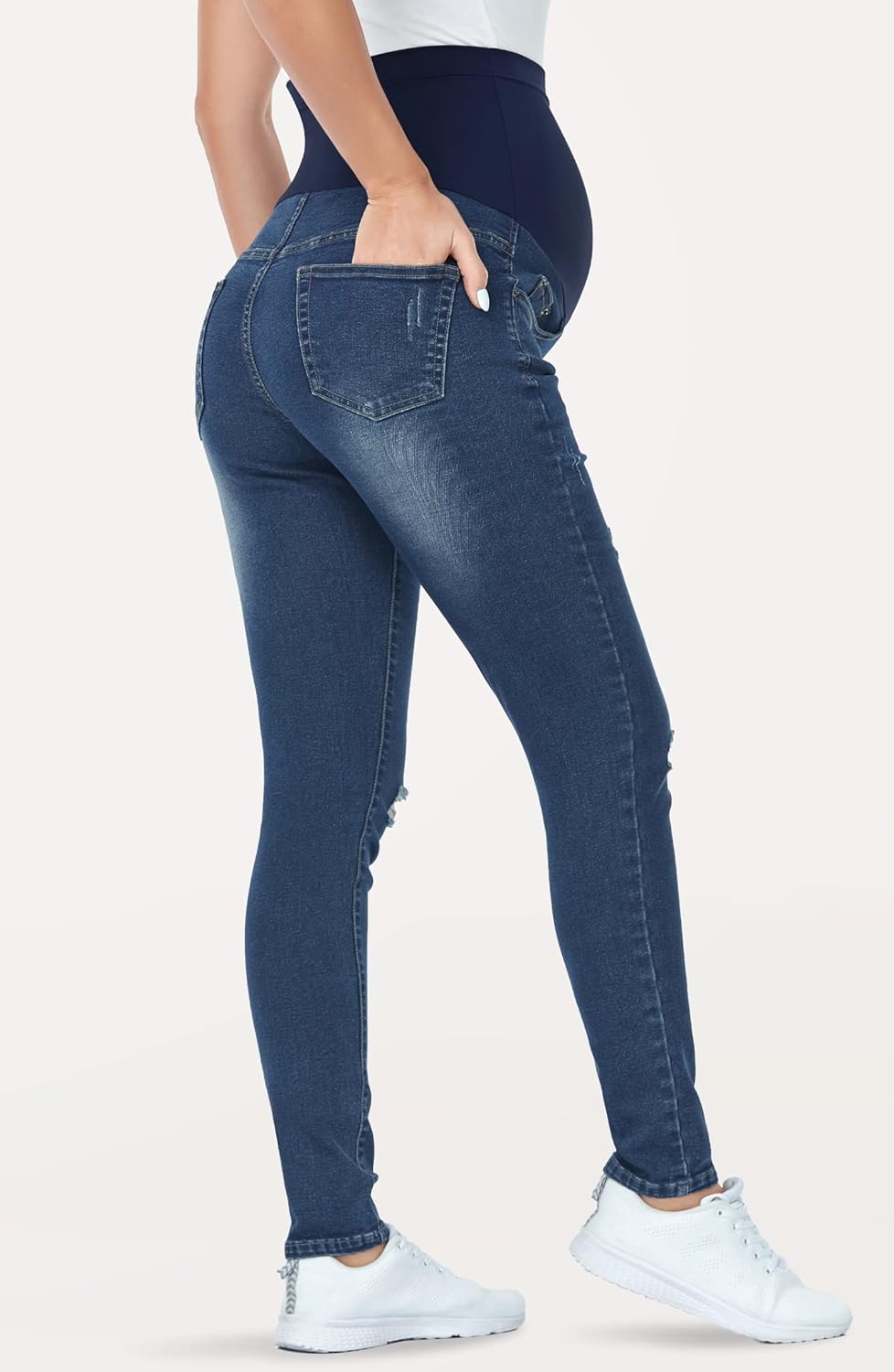 PACBREEZE Women’s Maternity Jeans Over Belly Skinny Stretchy Denim Pants Comfy Slim Pregnancy Pants