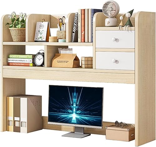 JPWDDWYT Estantería de escritorio para computadora de 3 niveles, multiusos, de madera, con 6 divisores y almacenamiento de dos puertas para