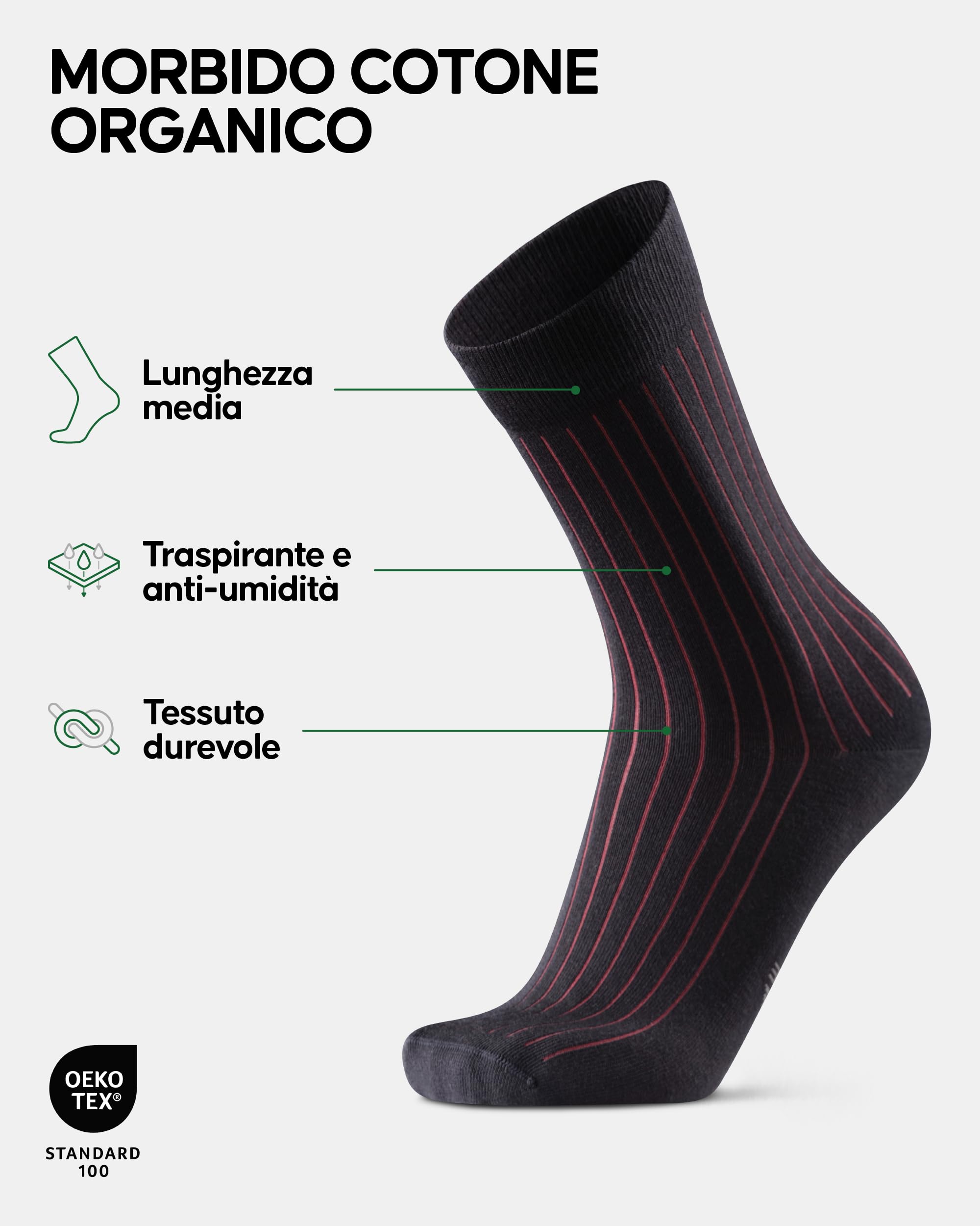 DANISH ENDURANCE Calze Cotone Organico Pregiato, Calzini Morbidi e Traspiranti Uomo e Donna, 6 Paia