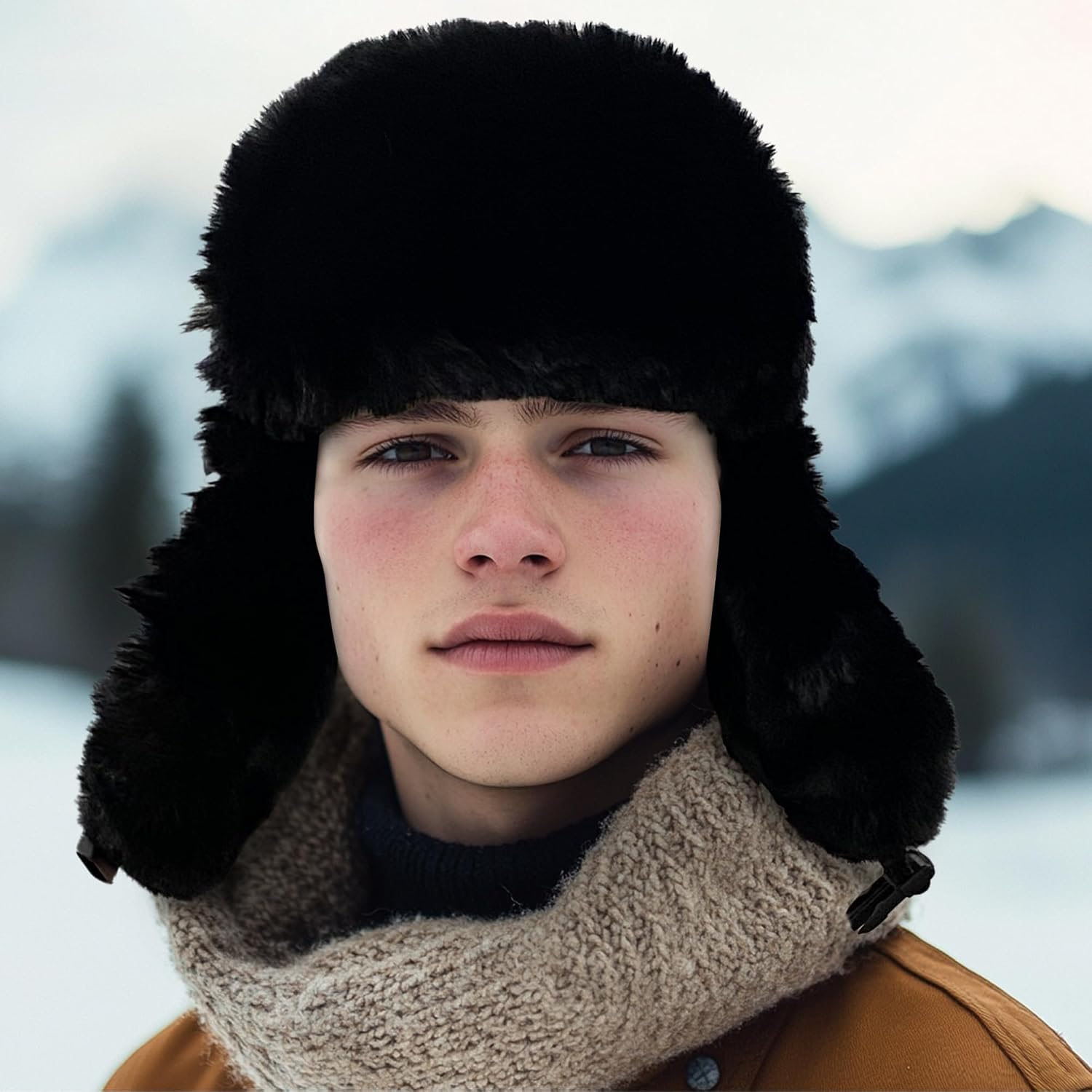 Croogo Trapper Hat Winter Hats for Men Trooper Russian Warm Hat with Ear Flaps Women Ushanka Fur Hat Windproof Ski Hat