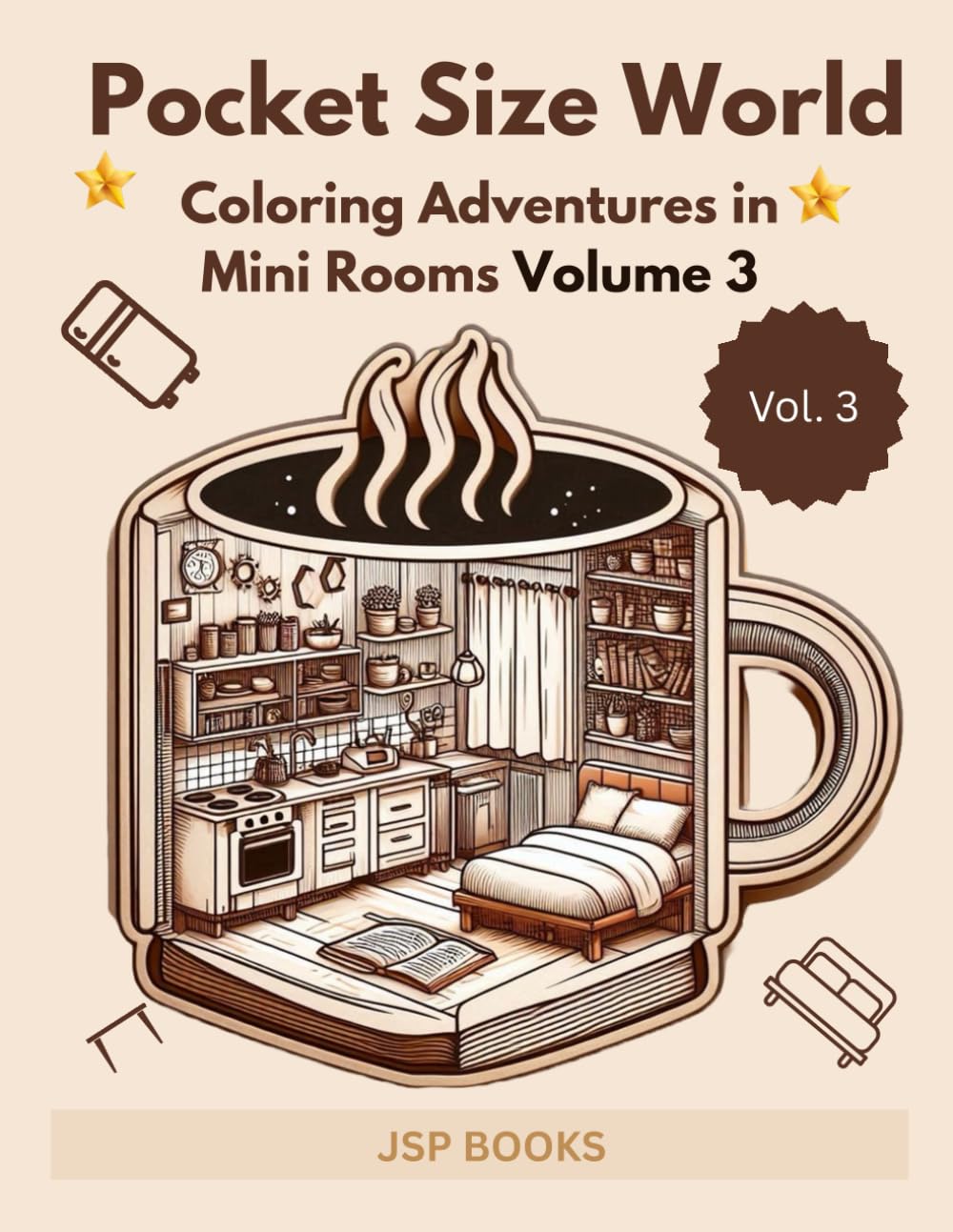 Pocket Size World :- Adult Coloring Book with Miniature Worlds inside:: Tiny Items for Relaxation and Stress Relief Volume 3
