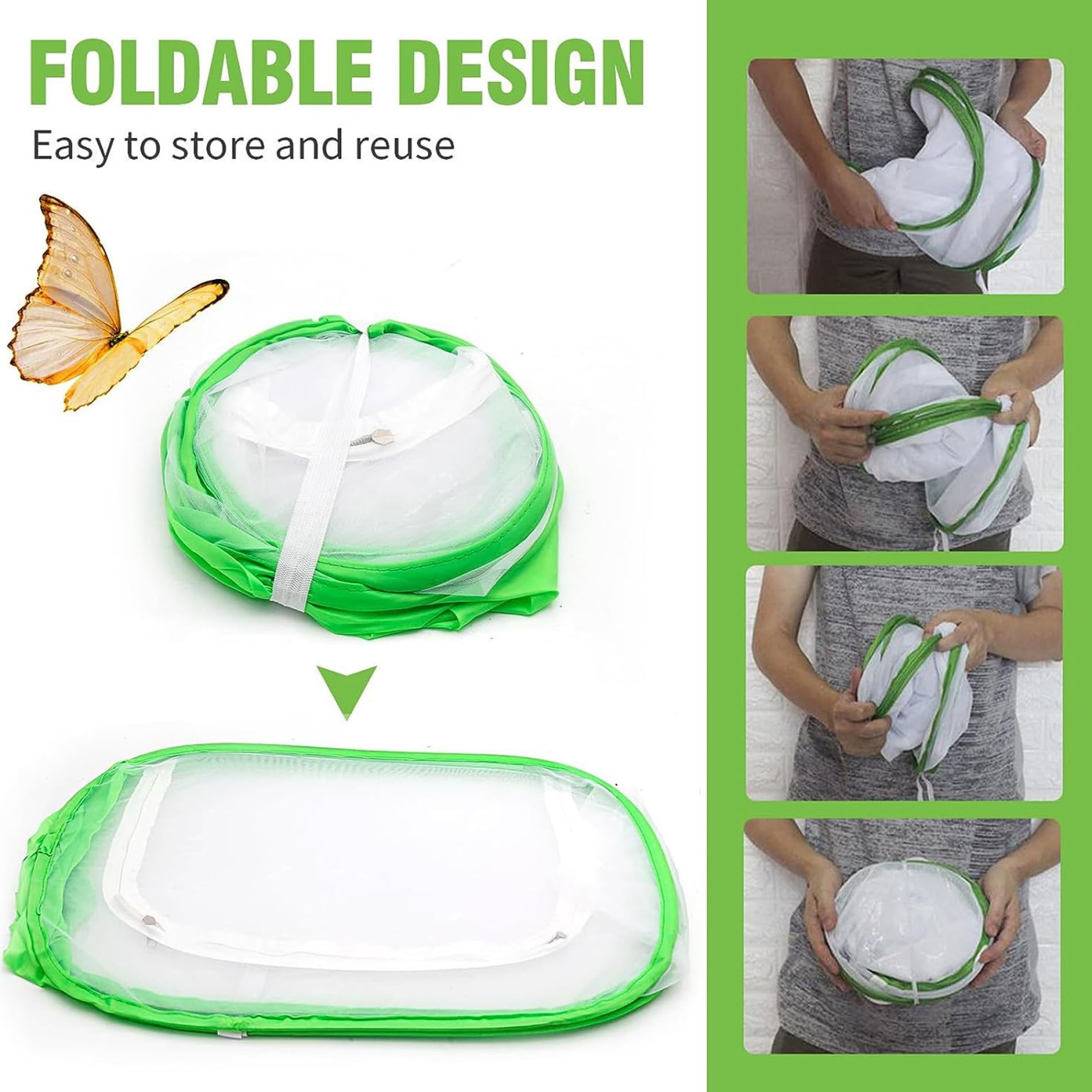 Gabbia per Farfalle con Cerniera, Recinzione a Rete Ultra fine, Habitat Pop-up per Piante