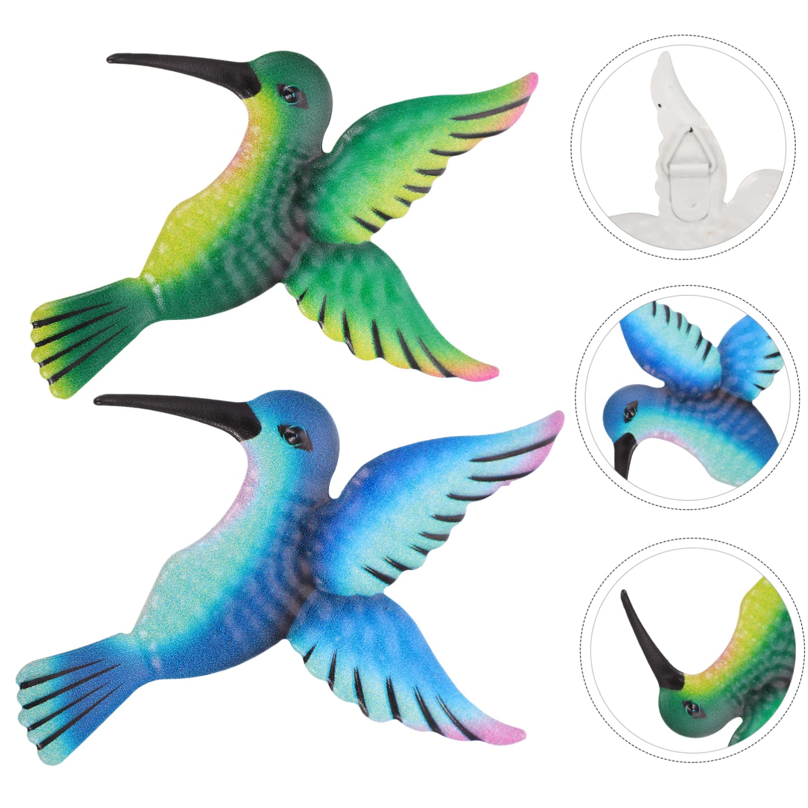 3 Pezzi Decorazioni Da Parete Colibrì In Metallo Colorato Per Esterni E Giardino - Con Nastri Adesivi Inclusi - 3