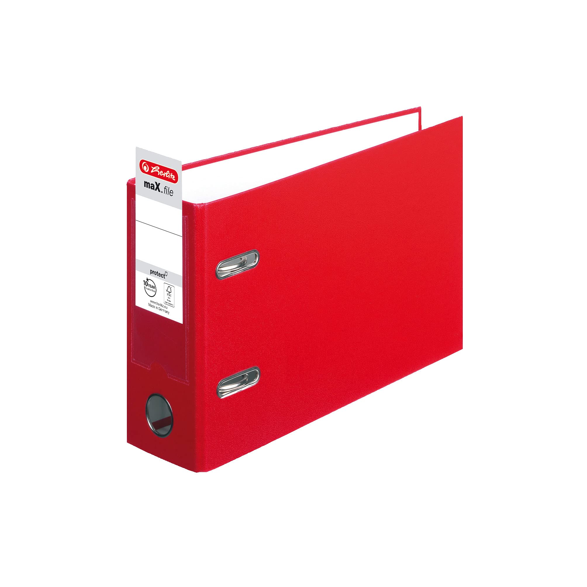 herlitz 10842342 Ordner maX.file protect, A5, quer, Rückenbreite: 8cm, PP-Folienbezug, rot, 10 Stück