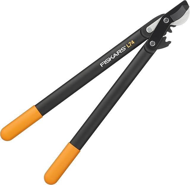 Fiskars PowerGear Lopper Bypass, Hook Head (M) L74, Hook Head, Non-stick coating, Cutting Diameter : 3.8 cm, Hardened steel, Length: 55 cm, Black/Orange, 1000582