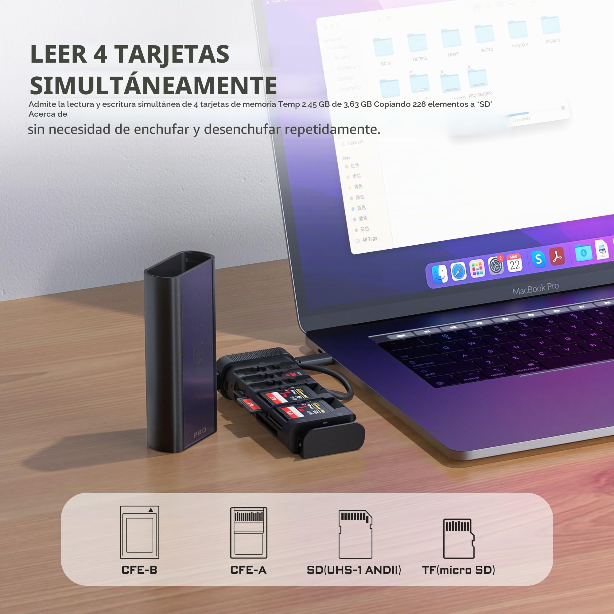 Freewell USD 3.2 10GBps Pro Reader Versátil CF Express A,CF Express B, | SD, Micro SD Card Reader & Holder para Profesionales de Fotografía y Videografía