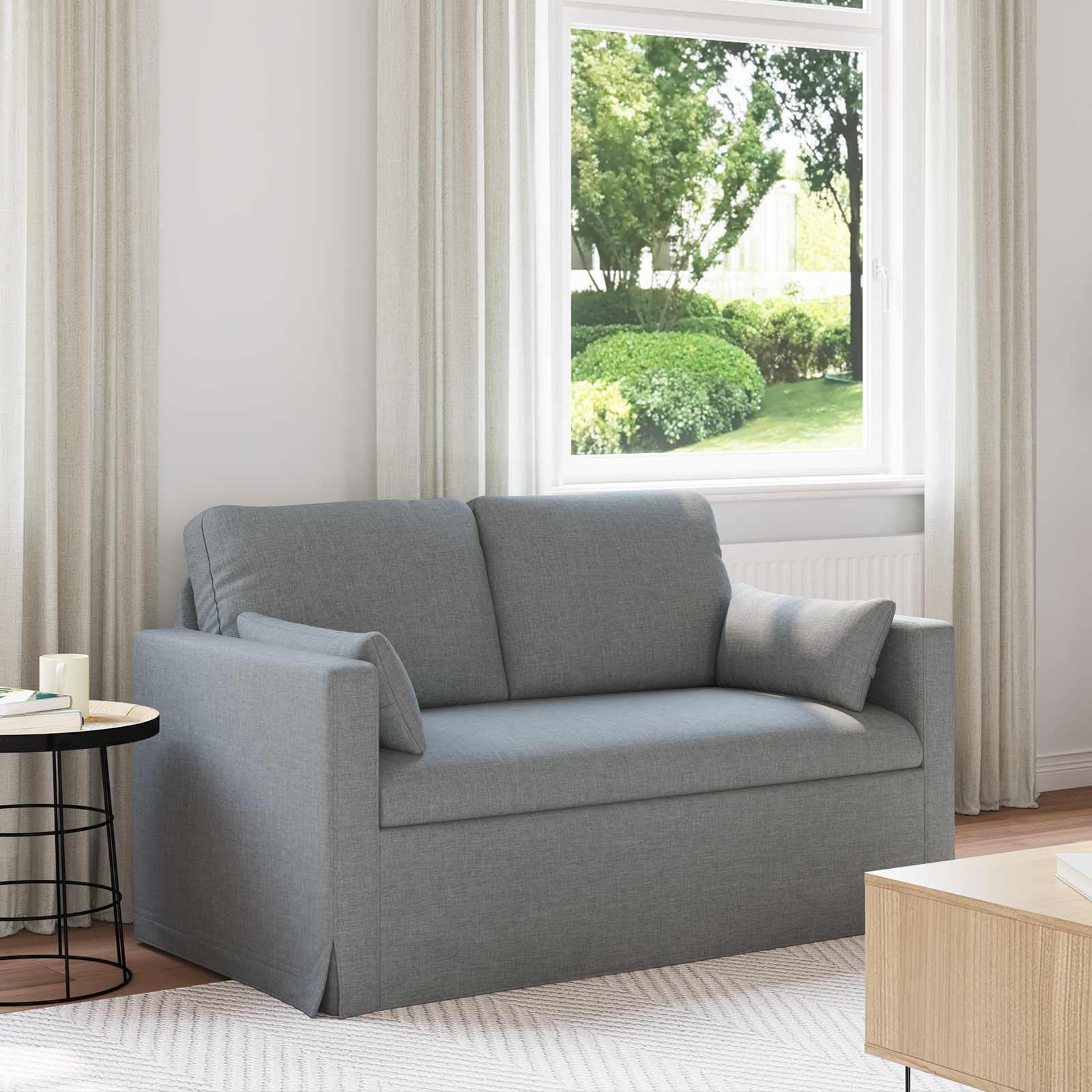 Divano angolare grigio chiaro, 139 x 78 x 80 cm, in tessuto, con funzione letto e cassetto, per soggiorno, salotto, ufficio, design scandinavo, moderno, resistente, allungabile, funzione
