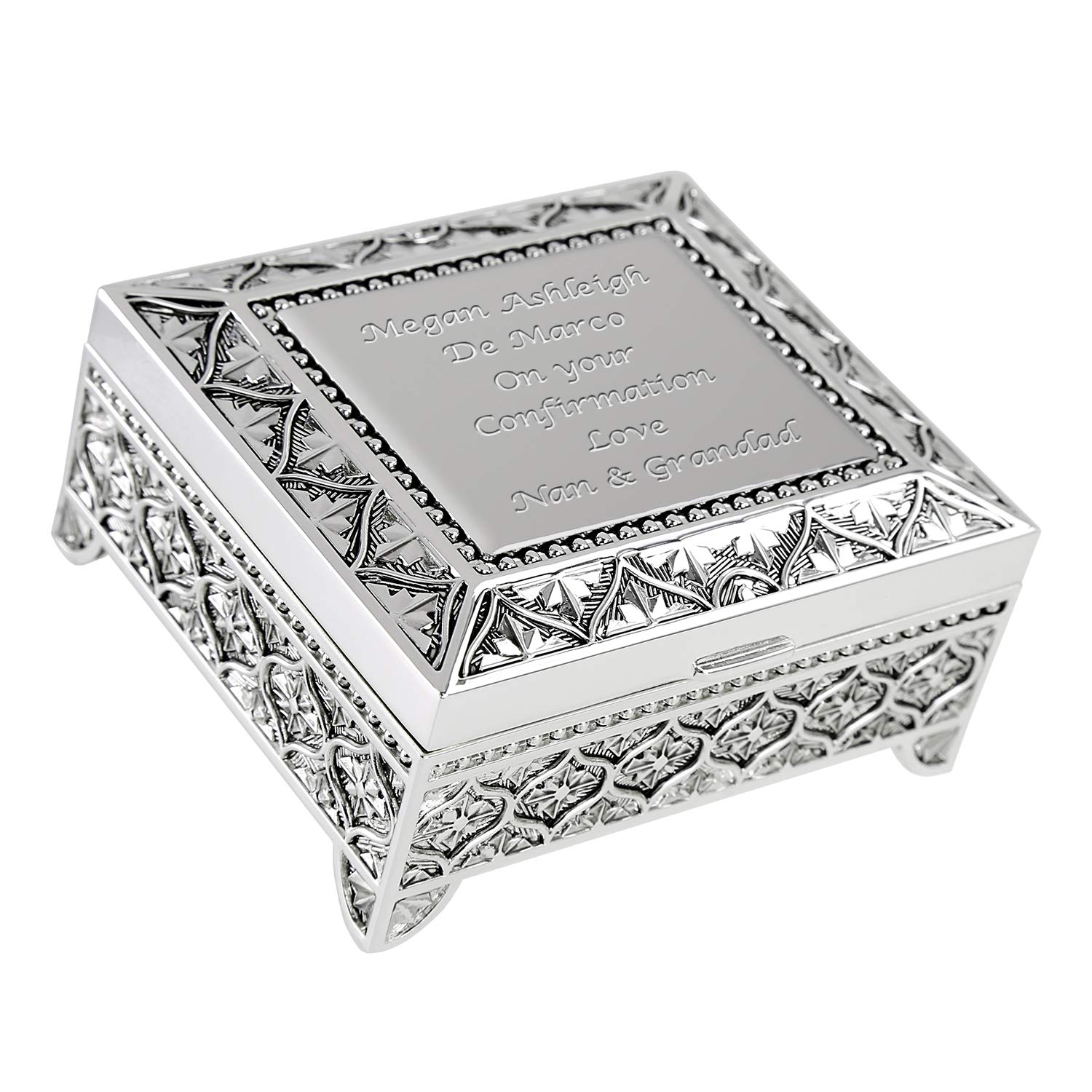 De Walden Girls Cardboard Box Confirmation Gift, Engraved Silver Plated Trinket Box In A Satin Lined Presentation Box, 'S Confirmation Gift