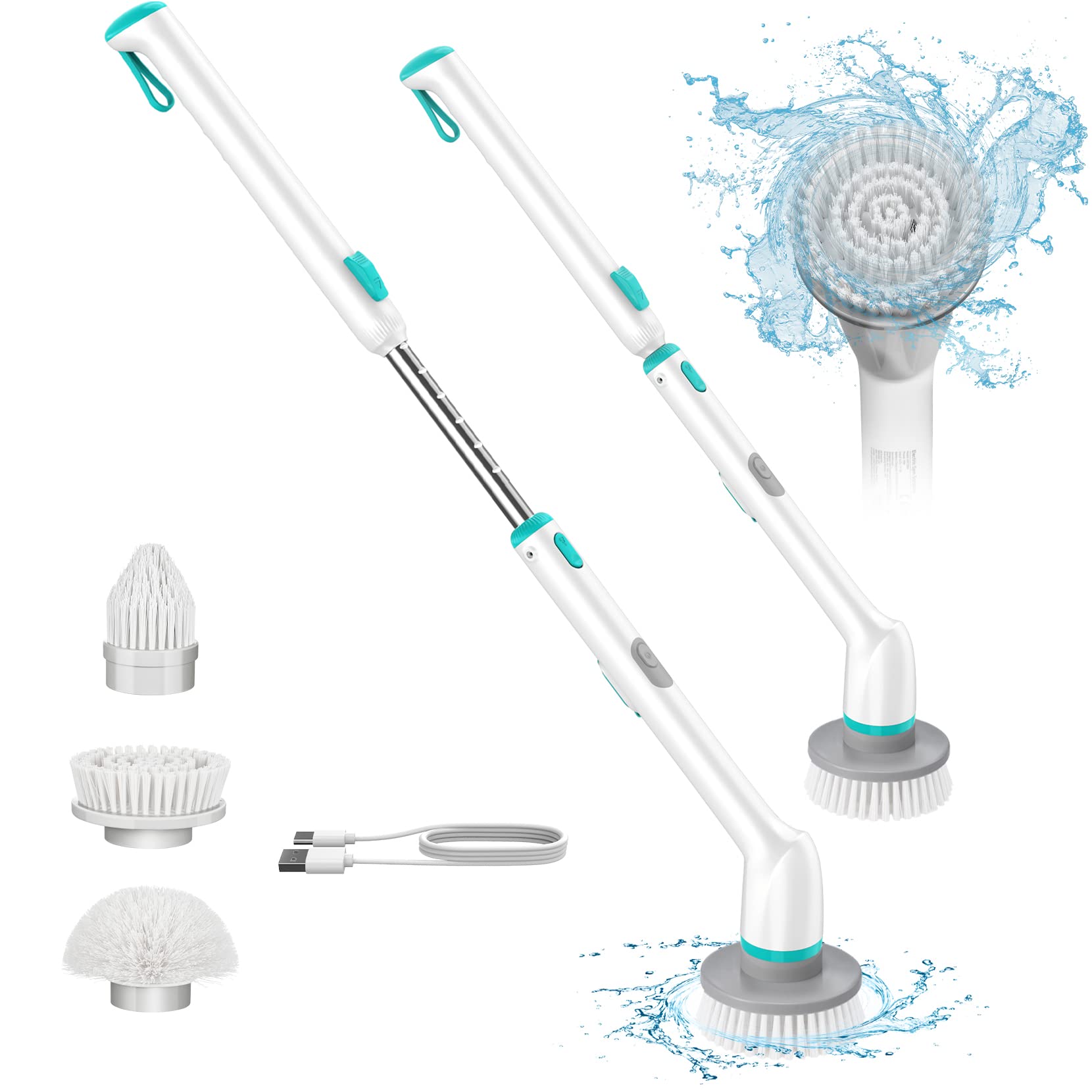 Clyroom Electric Spin Scrubber CL1 IPO, Cordless IPX7 Shower Scrubber with 3 Replaceable Brushes, Re