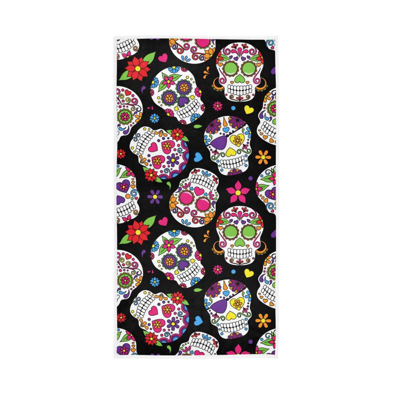 LSRCPD Day Dead Sugar Skull Kitchen Hand Towel Absorbent, 15 x 30 Inches Soft Hand Towel, Printed Hand Towels
