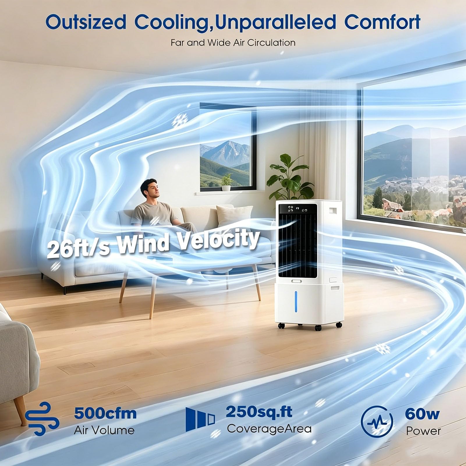 50W con Tanica 12L, Funzione Freddo e Telecomando –, Touch Control e Ionizzatore Telecomando, timer da 12 ore, 3 velocità <45 dB