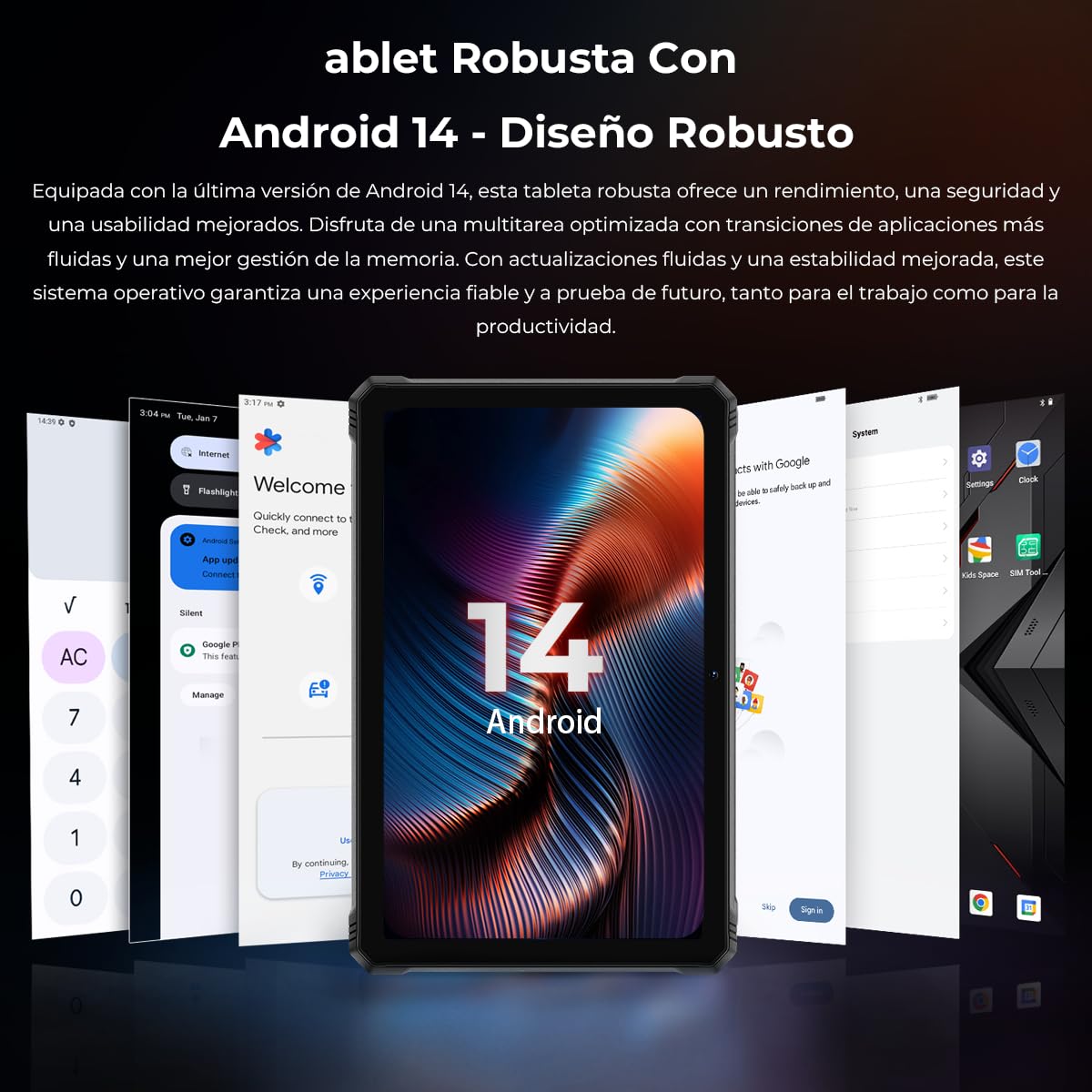 HOTWAV R9 Plus Tablet Rugerizada 2K 11" Pulgadas, 24GB + 512GB/TF 2TB Android 14 Tablets, 20080mAh Tablet Resistente, 64MP + 16MP Cámara, Dual SIM 4G/WLAN 5G/Face ID/GPS/OTG/Luces de Camping