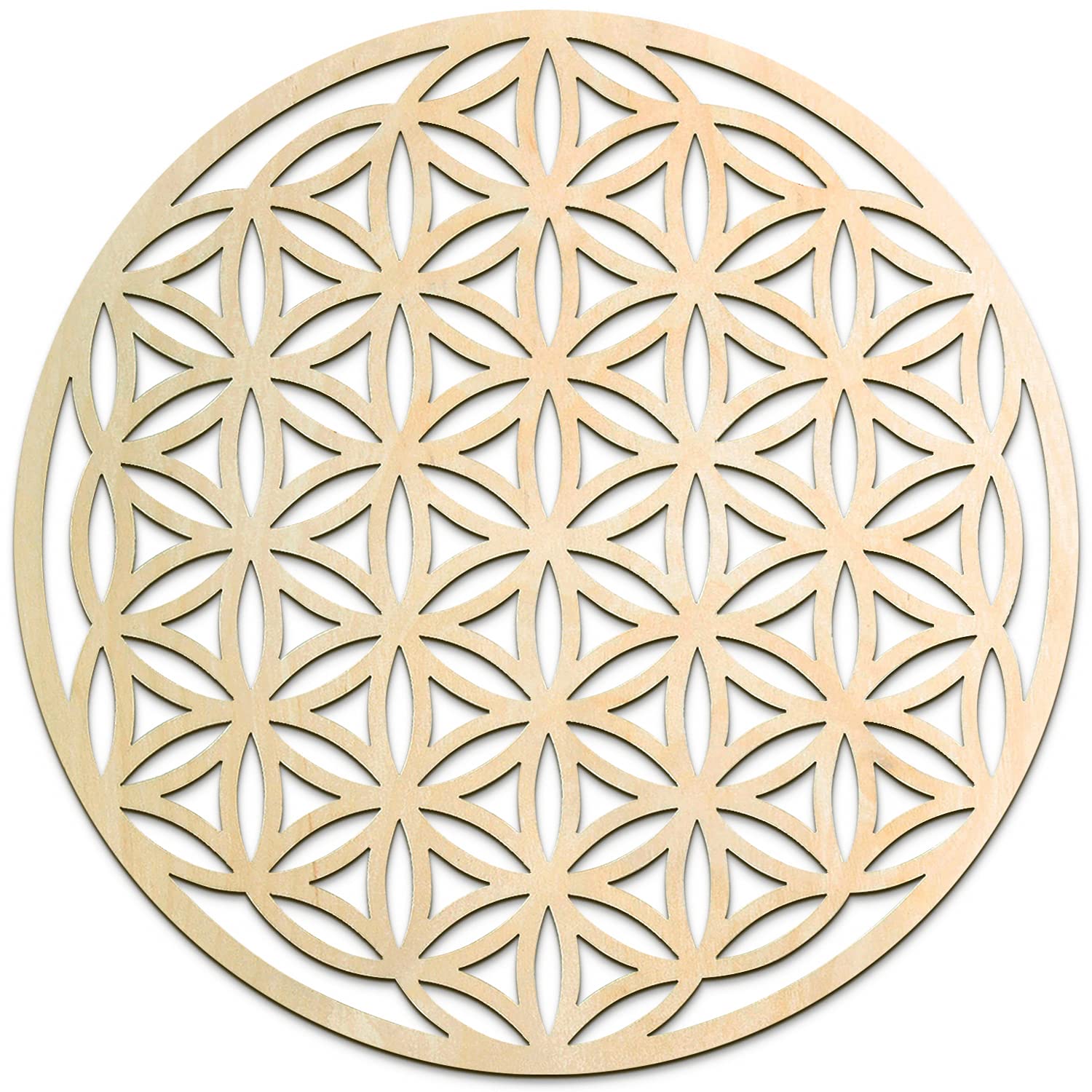 Fourth Level MFG 33" Flower of Life, Sacred Geometry Wood Wall Art, Seed Of Life Sculpture, Zen Home Decor for Yoga and Meditation, Chakra Crystal Grid Board, Good Energy Spiritual Altar Decoration