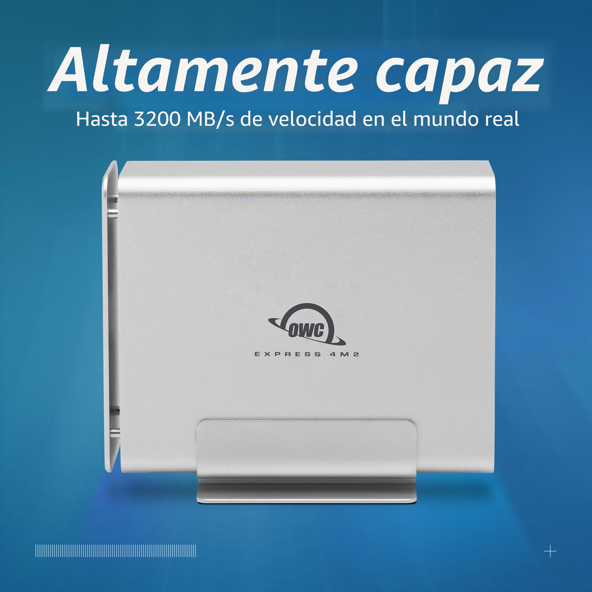 OWC Express 4M2 USB4 Caja 4 Ranuras NVMe M.2 SSD con SoftRAID | hasta 3200MB/s | Raid 0/1/4/5/10/JBOD | Compatible Mac/Windows | Silencioso, Plug & Play, Aluminio
