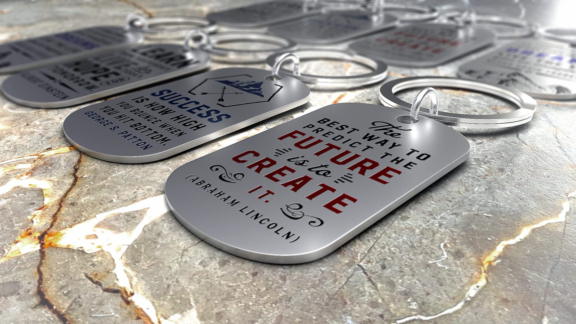 (12Pack) Motivational Keychains with Inspirational Quotes Wholesale