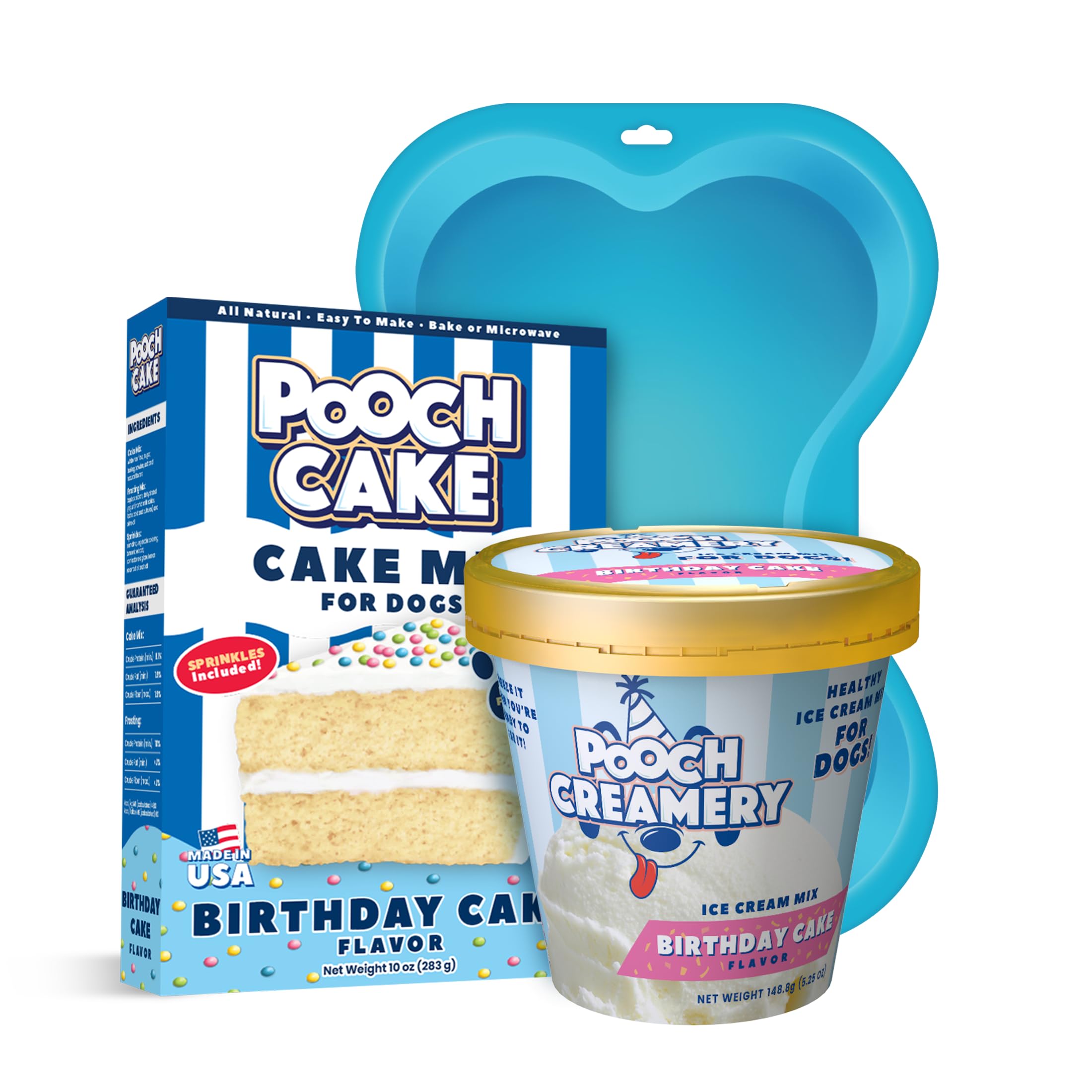 Pooch Cake Dog Birthday Kit - Birthday Cake Flavor Cake & Birthday Cake Ice Cream Mix for Dogs…