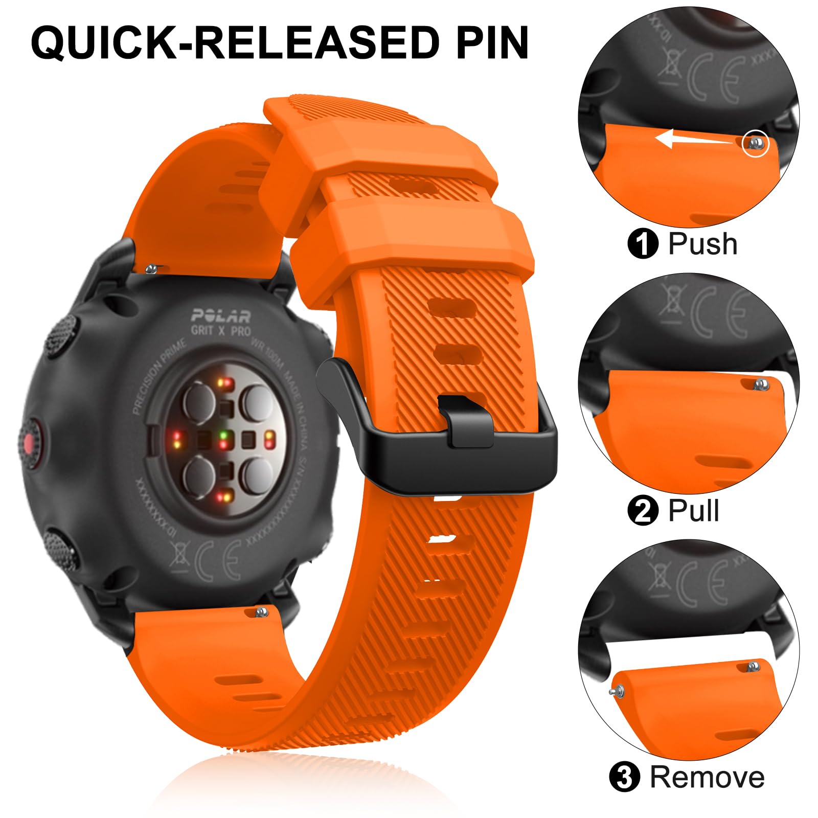 Tyogeephy Cinturino per Polar Vantage M, Morbido Silicone Sostituzione Cinturino per Polar Grit X/Vantage M Smartwatch (No Tracker, Replacement Bands Only