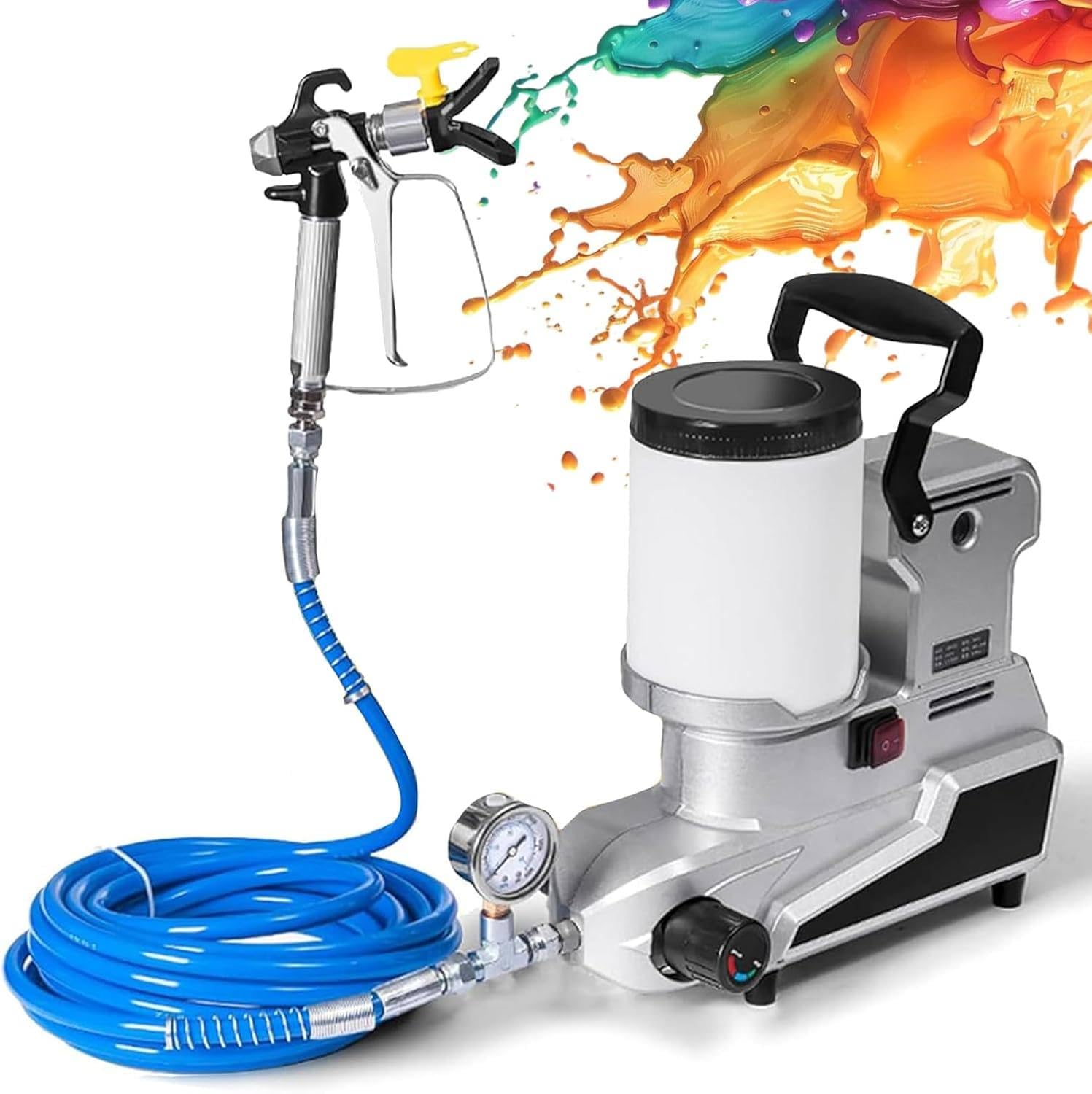 Pulverizador de pintura sin aire de 1600W con manguera de 5m para pintura látex