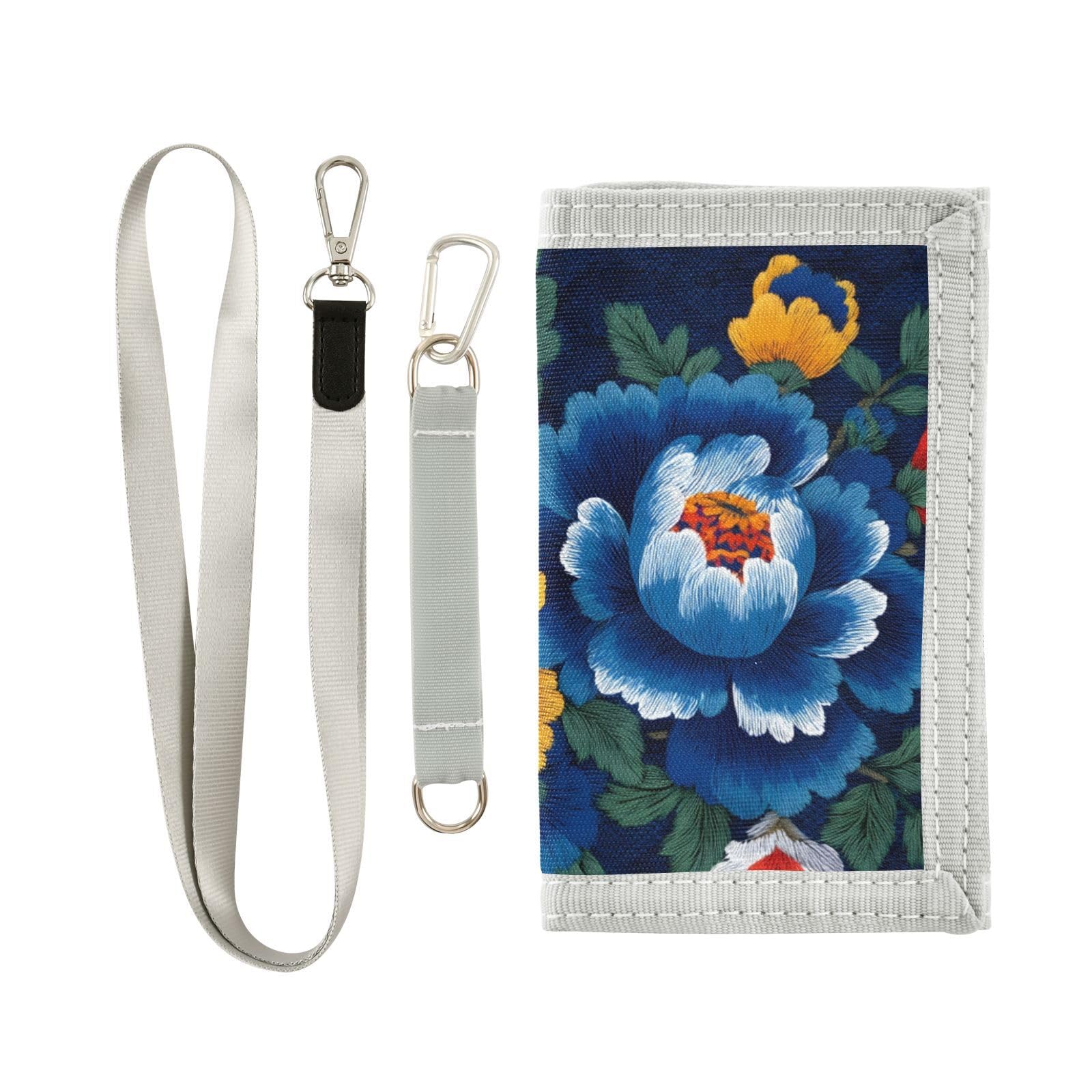 FOLIOSA Ethnic Flowers Kids Wallet for Boys Girls Youth, Compact Fabric 4.9×2.9 in