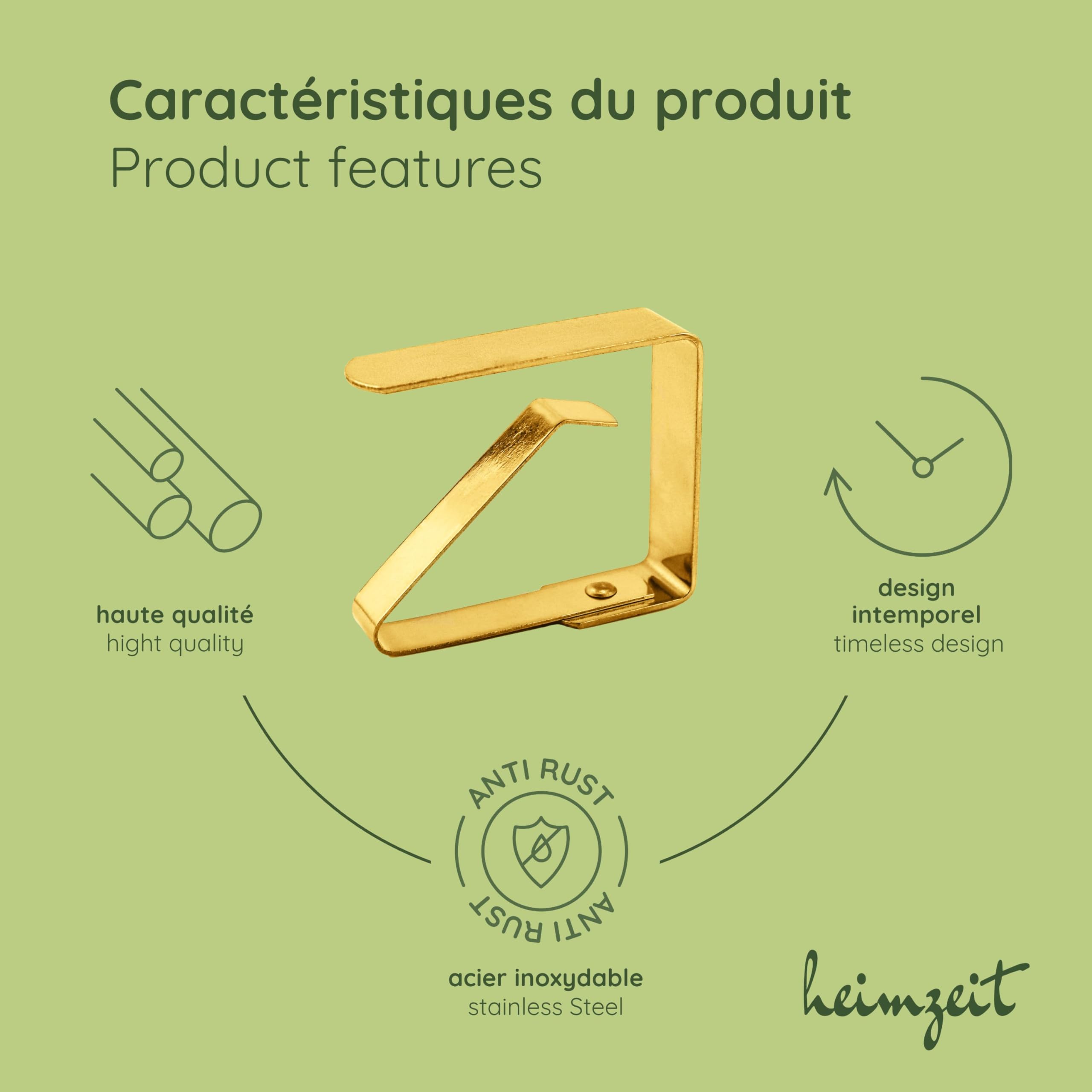 Pinces à Nappe en Acier Inoxydable 6 Pièces 6,5 cm Or pour Tables 3-5 cm