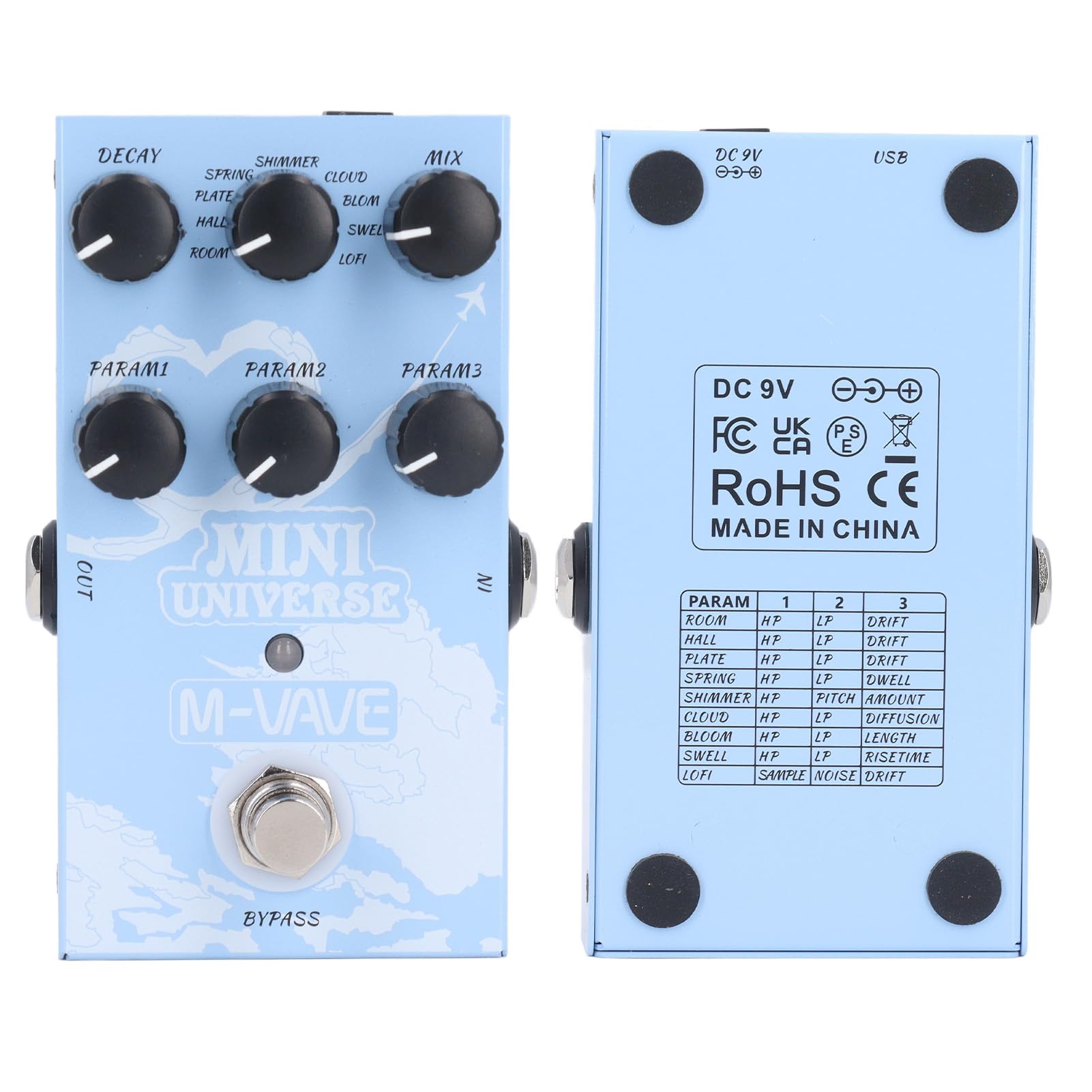 Sorandy Pedale Effetto Riverbero con Modellazione Digitale 9 Tipi di Riverbero Pedale per Chitarra di Facile Controllo per Musicisti Metal