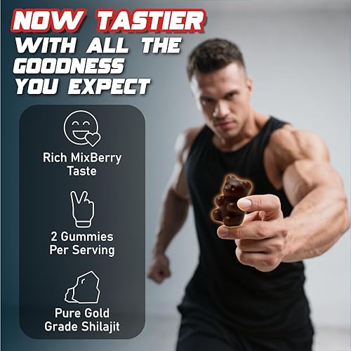 Miniatura 8 de Gomitas Shilajit puras del Himalaya doradas, sin azúcar añadido, Ashwagandha, raíz de maca, extracto de cúrcuma con vitamina C para energía, sin