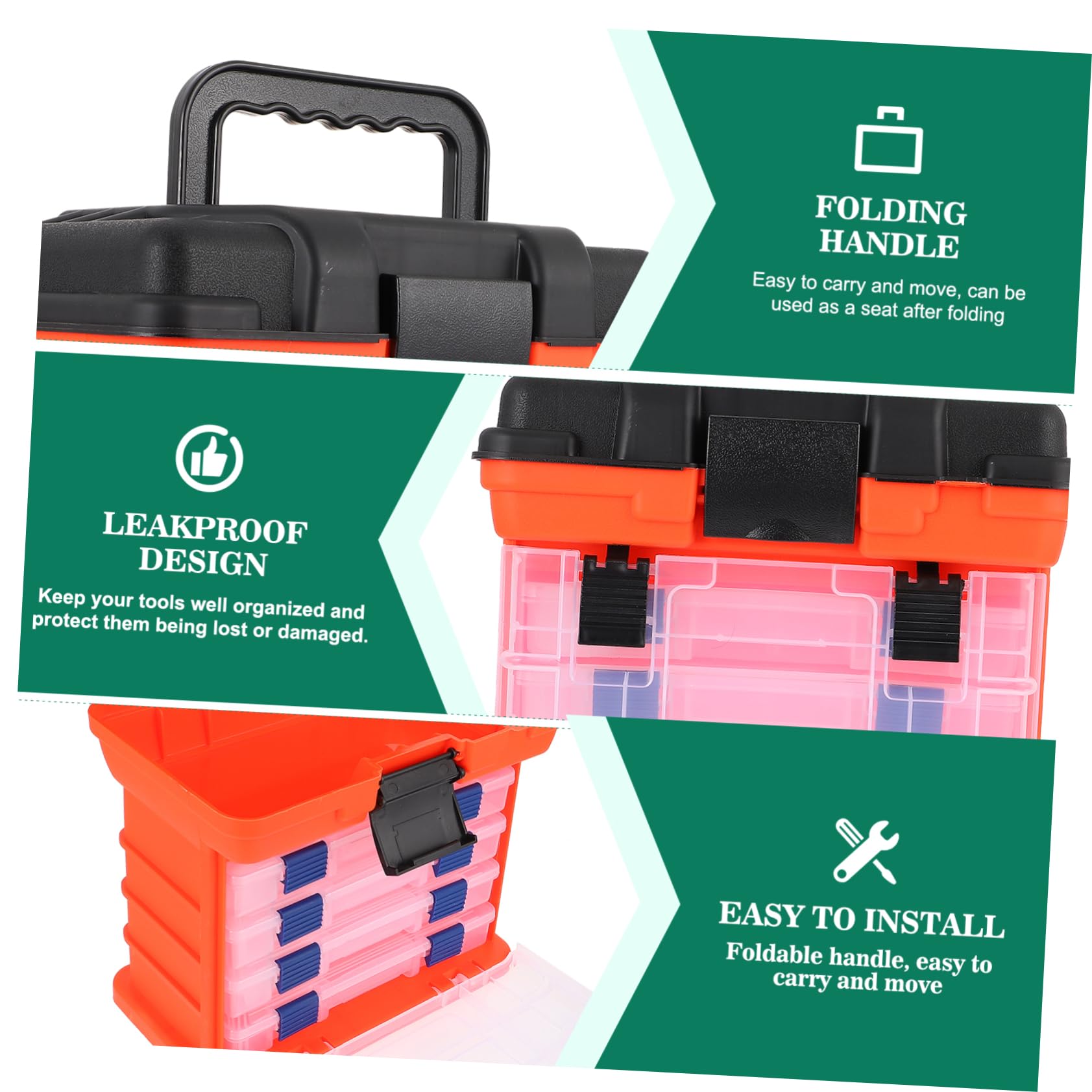 ibasenice boîte à Outils pour matériel de pêche boîtes de leurres de pêche conteneurs de pêche Stockage des équipements de pêche Boîtes de tacle de capacité Plastique Vert