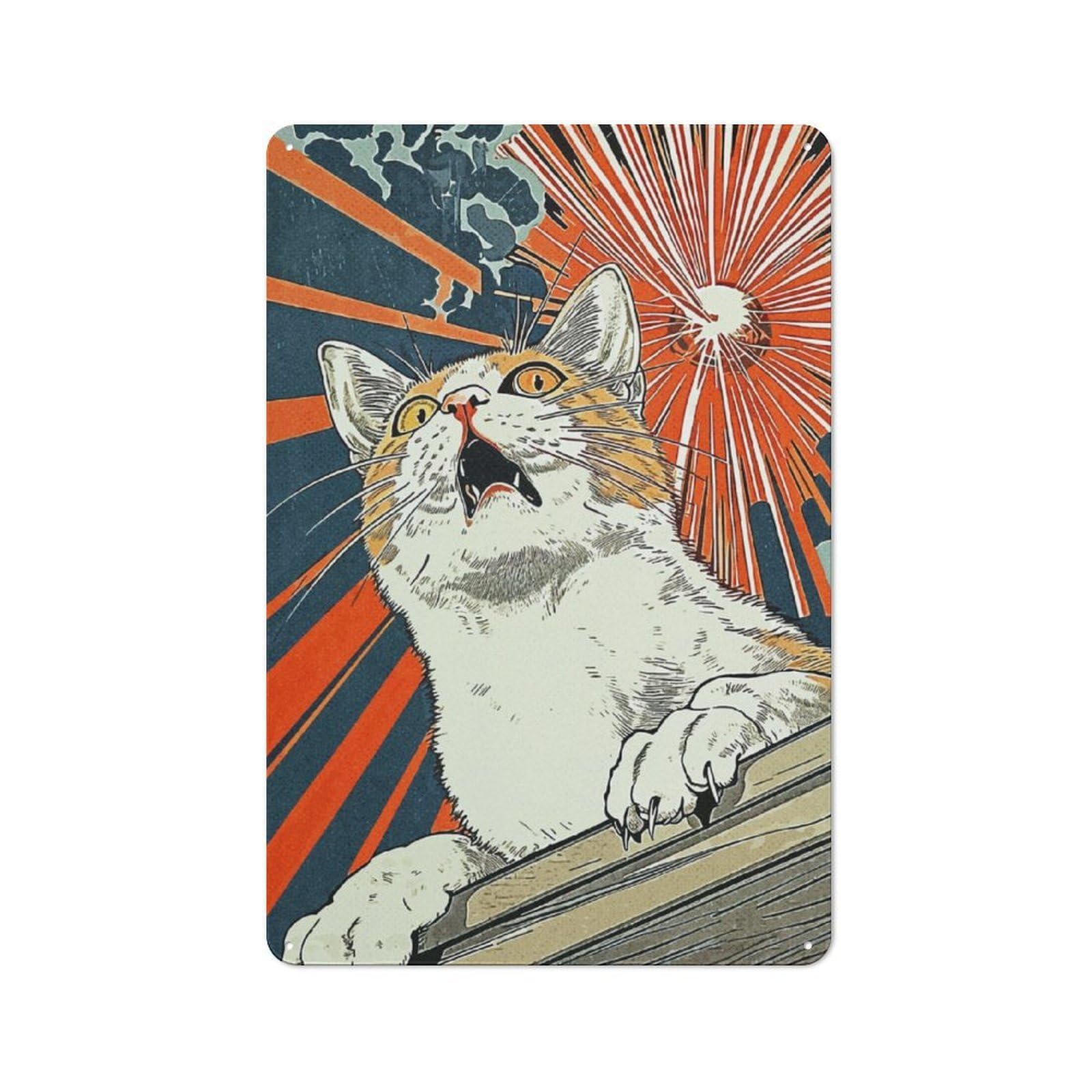 Junmoney Japan Funny Cat Vintage Garden Room Metal Sign 30X20cm, Garden Room Wall Plaque For Patio Bar, Workshop, Shed Or Kitchen