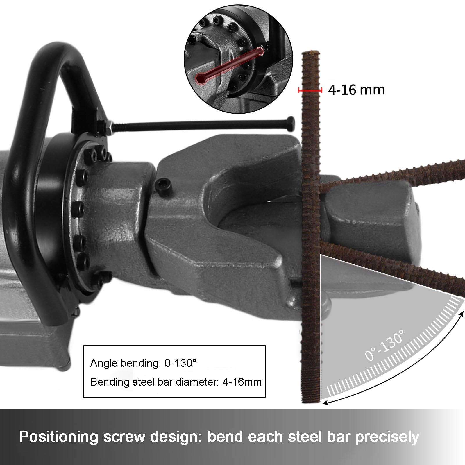 Dobladora de Varillas hidráulica de 1500 W - Dobladora eléctrica de Varillas, dobla Varillas de Acero de 4 a 25 mm, ángulo Ajustable de 0° a 130°, doblado rápido en 5 s,NRB-25A