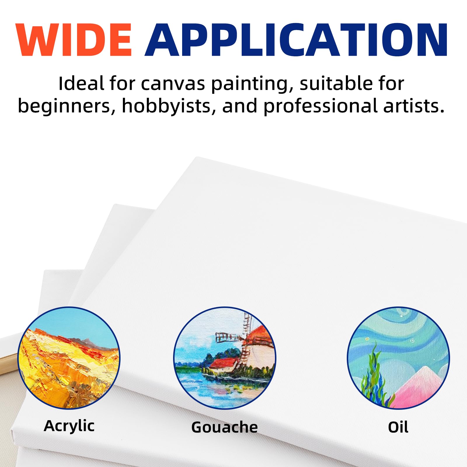COOZEE Lot de 3 toiles tendues de 40 x 60 cm pour la peinture, pour débutants et artistes, cadre en bois tendu de 280 g/m² pour peinture acrylique, huile et aquarelle