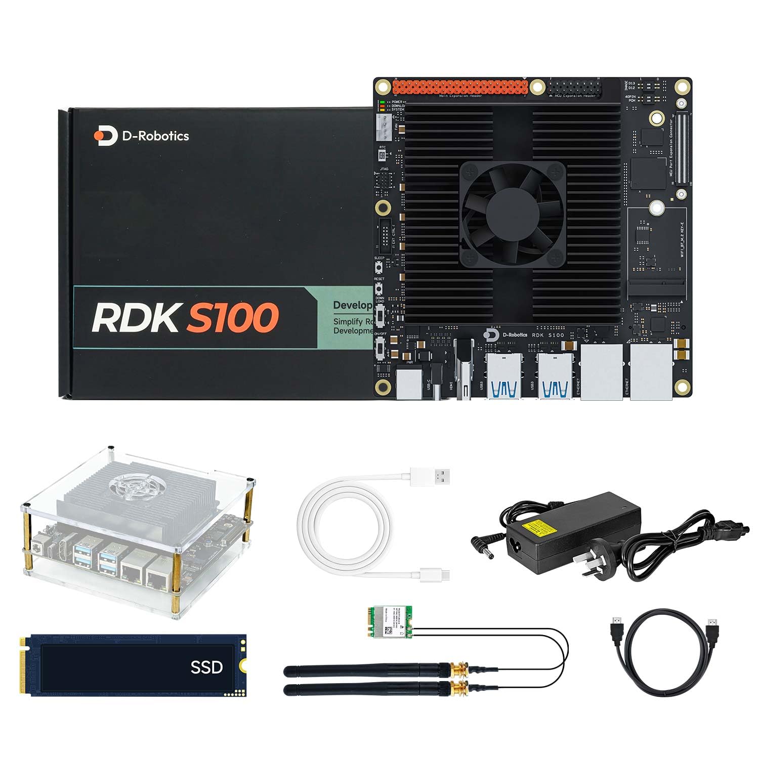 Yahboom RDK S100 Development Board Kit,Including 256GB Empty SSD,Large-Capacity Data Storage Processing Edge AI Embedded