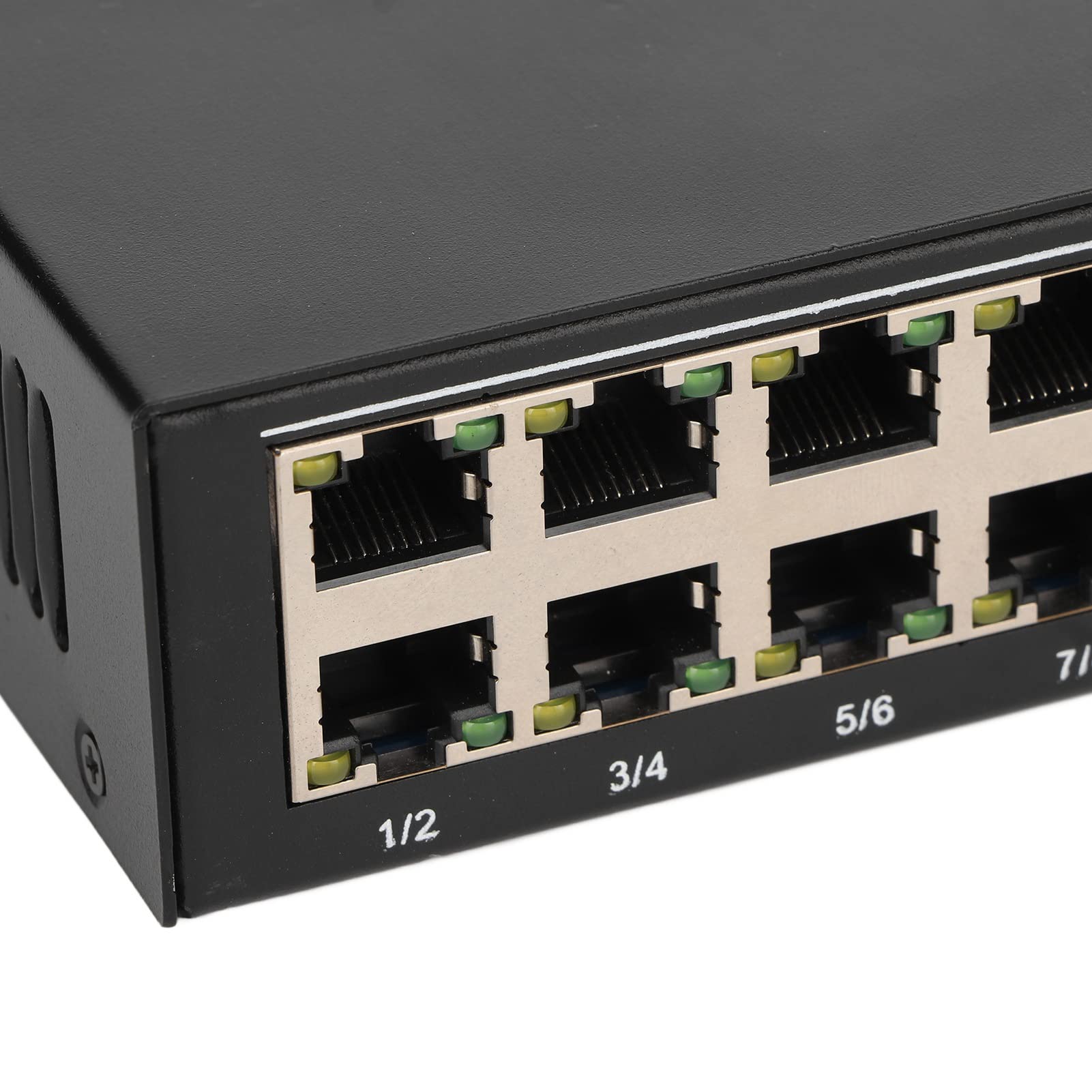 Shanrya Convertisseur de Média Fibre Ethernet, 100-240V Tx1310nm Rx1550nm 2 Ports Optiques Métal 16 Ports électriques Commutateur de Média Ethernet Fibre pour Réseau (Prise UE)