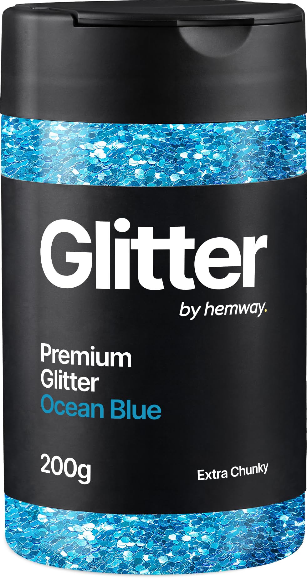 Hemway Ocean Blue Glitter Shaker, 200g Extra Chunky Glitter for Crafts
