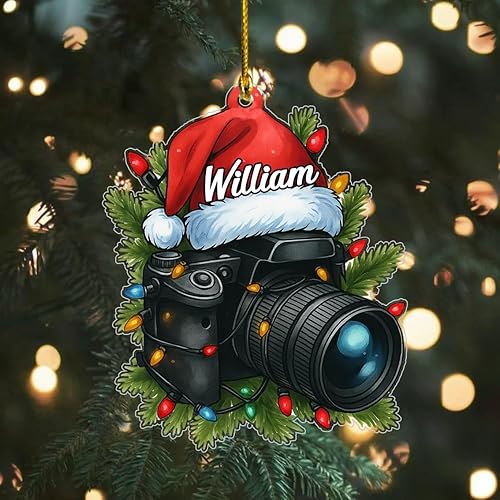 Miniatura 3 de Adorno de fotógrafo personalizado 2025, adorno de cámara con nombre, decoración de árbol para amantes de la fotografía, recuerdo único de vacaciones