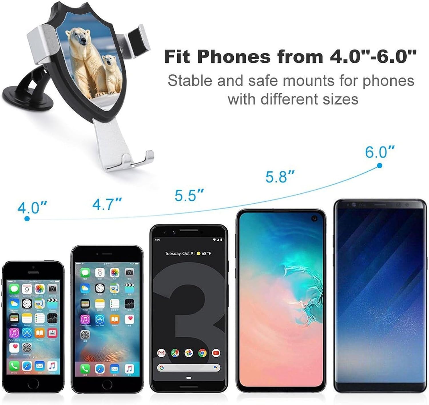 Portable Car Phone Holder Mount with Suction, Ventilation Clip image 3