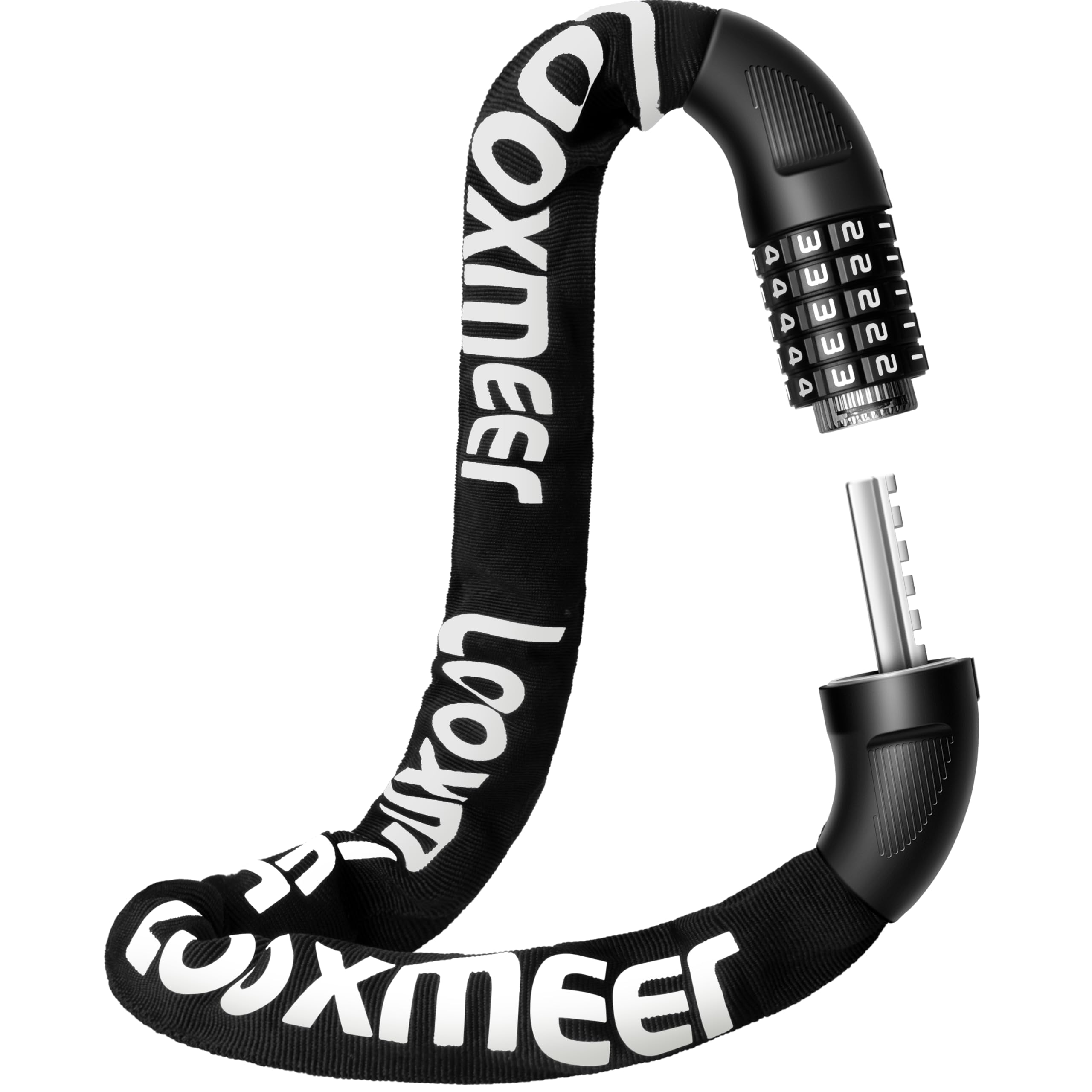 Looxmeer Bike Lock, Bike Locks High Security, Heavy Duty Thicken Chain 8mm, 5-Digit Enlarged Combination Wheel & Plug, 90cm/3ft Bicycle Lock, Chain Locks for Motorbike, Scooter, Fence, Black & White