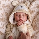 BABESIDE Drink and Wet Reborn Baby Doll – 17 Inch Realistic Sleeping Newborn, Can Drink Water & Pee, Full Body Soft Vinyl Silicone Real Life Baby Doll Girl in Bear Outfit, for Kids Age 3+