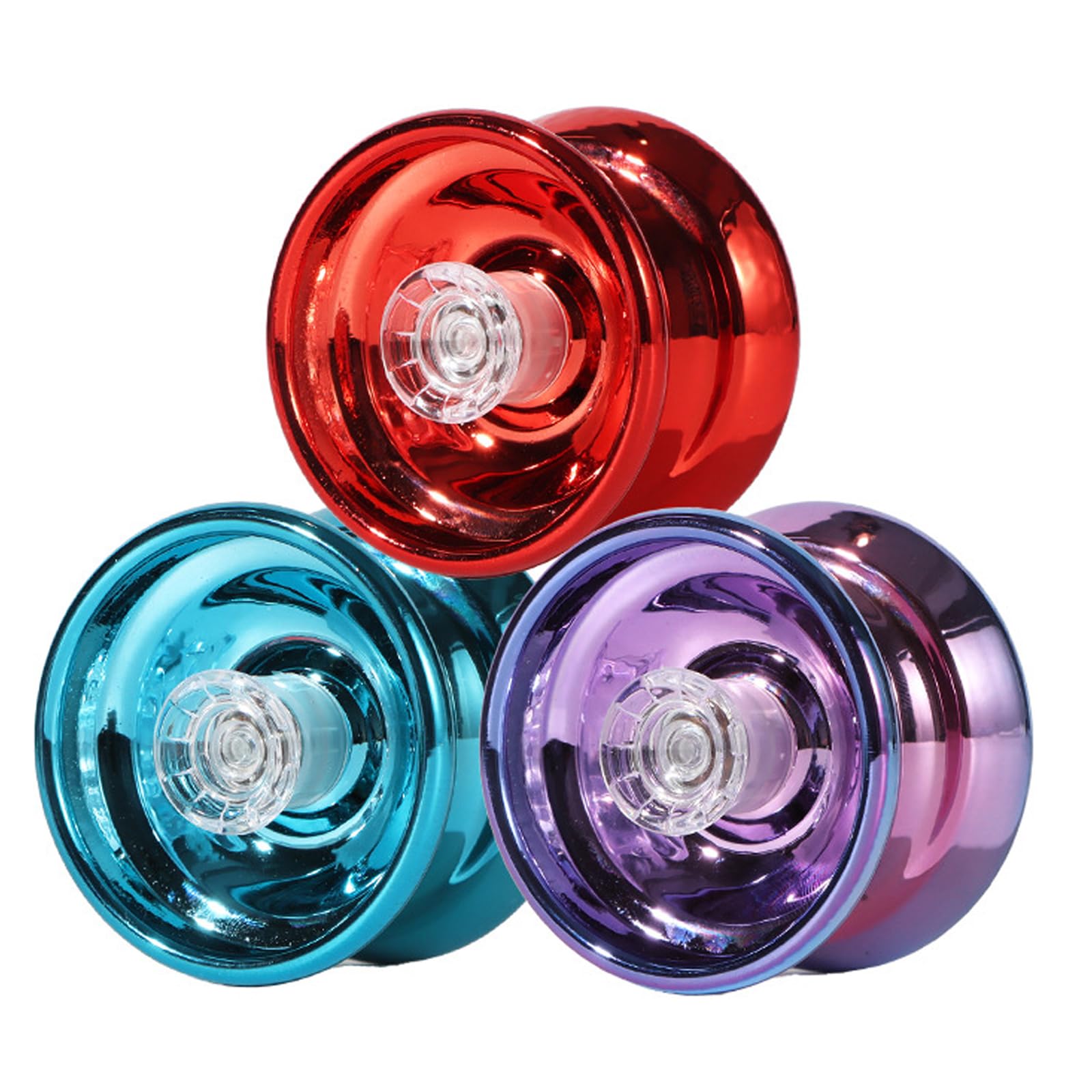 3-Pack Red,Blue & Purple Alloy Yoyo for Kids, Beginner Friendly Responsive Trick Yo Yo Toy,Outdoor Recreational Play Equipment, Performance and Magic Show Accessory