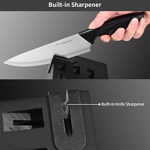 Miniatura 5 de Juego de cuchillos con afilador, juego de 15 cuchillos de acero inoxidable de alto carbono, juego de cuchillos de acero inoxidable, juego de