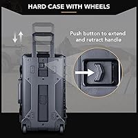 Vista 6 de Lykus HC-5120 Funda rígida impermeable con ruedas y espuma personalizable, Tamaño interior 20.3x11.3x7.3 pulgadas, Adecuada para cámara, lente
